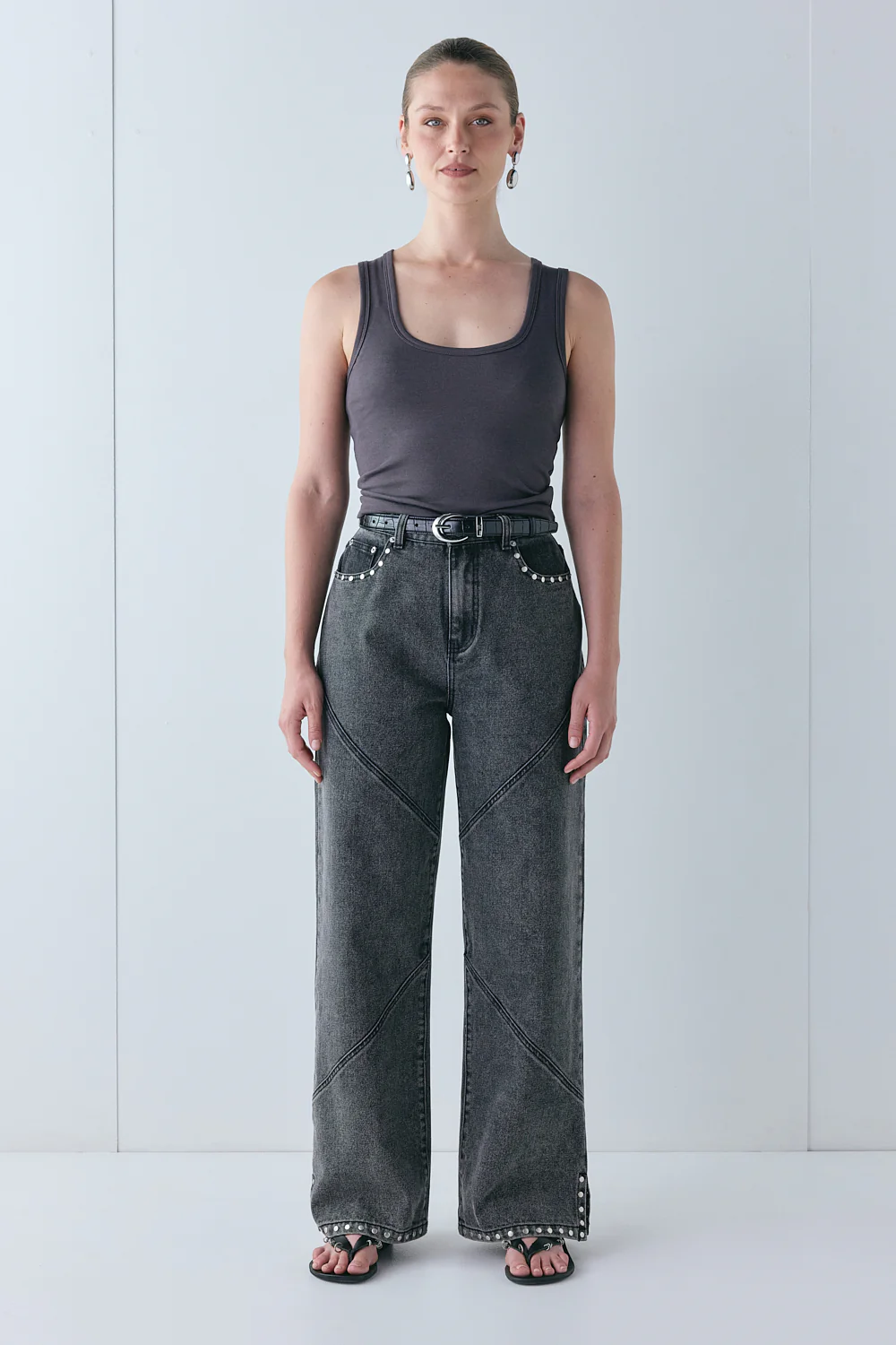 Pia High Rise Denim Jeans Washed Grey - Image 3