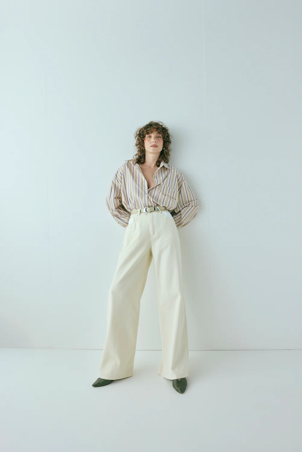 Pippa Mid Rise Denim Jeans Cream - Image 3