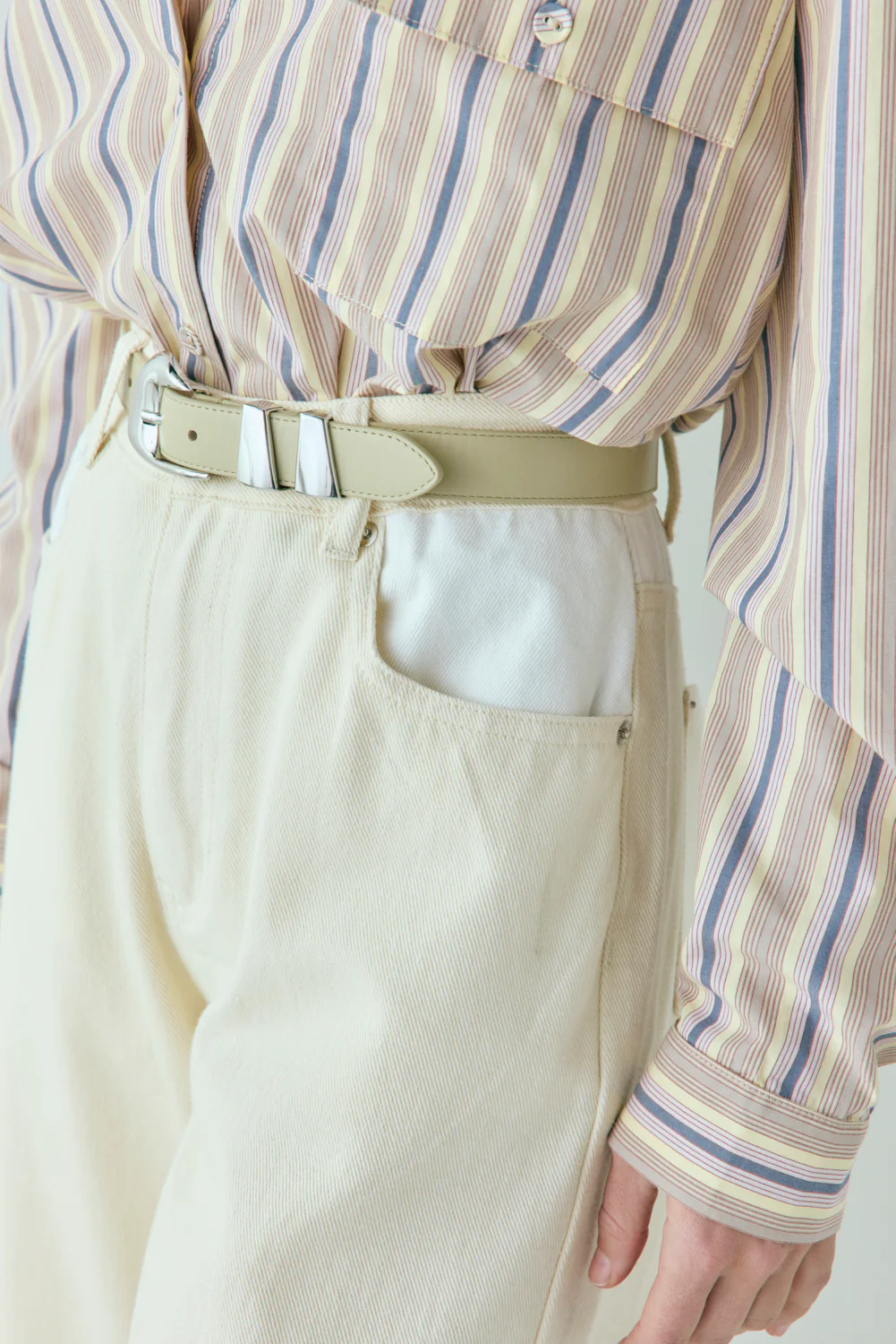 Pippa Mid Rise Denim Jeans Cream - Image 5