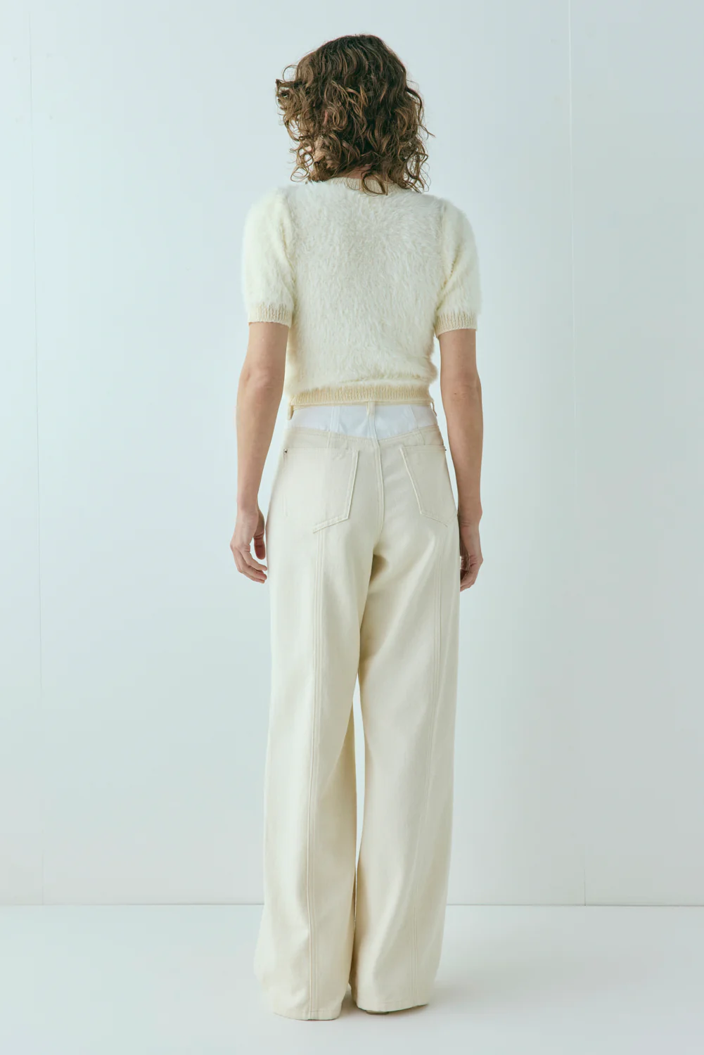 Pippa Mid Rise Denim Jeans Cream - Image 7