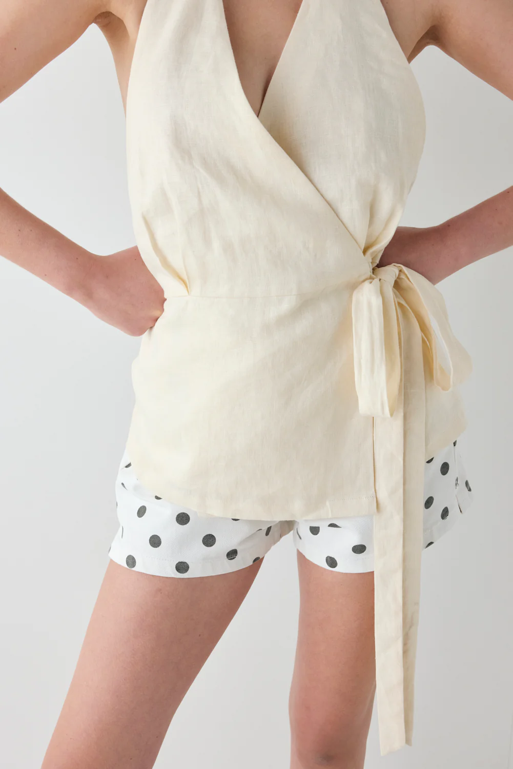 Prue Linen Top Cream
