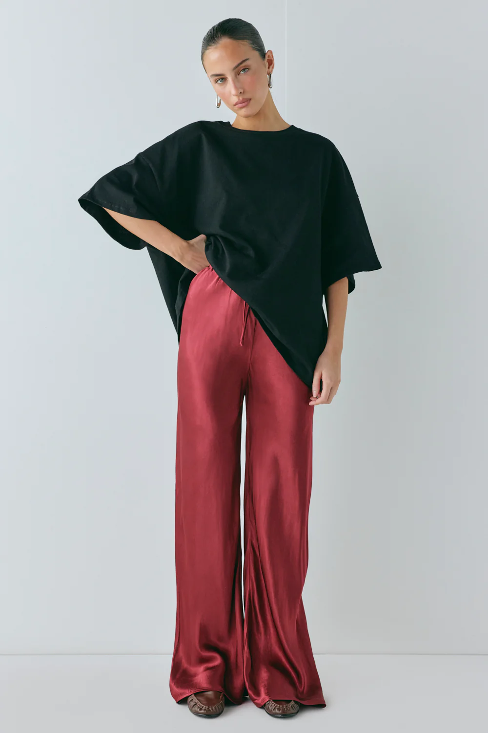 Rae Satin Pants Wine