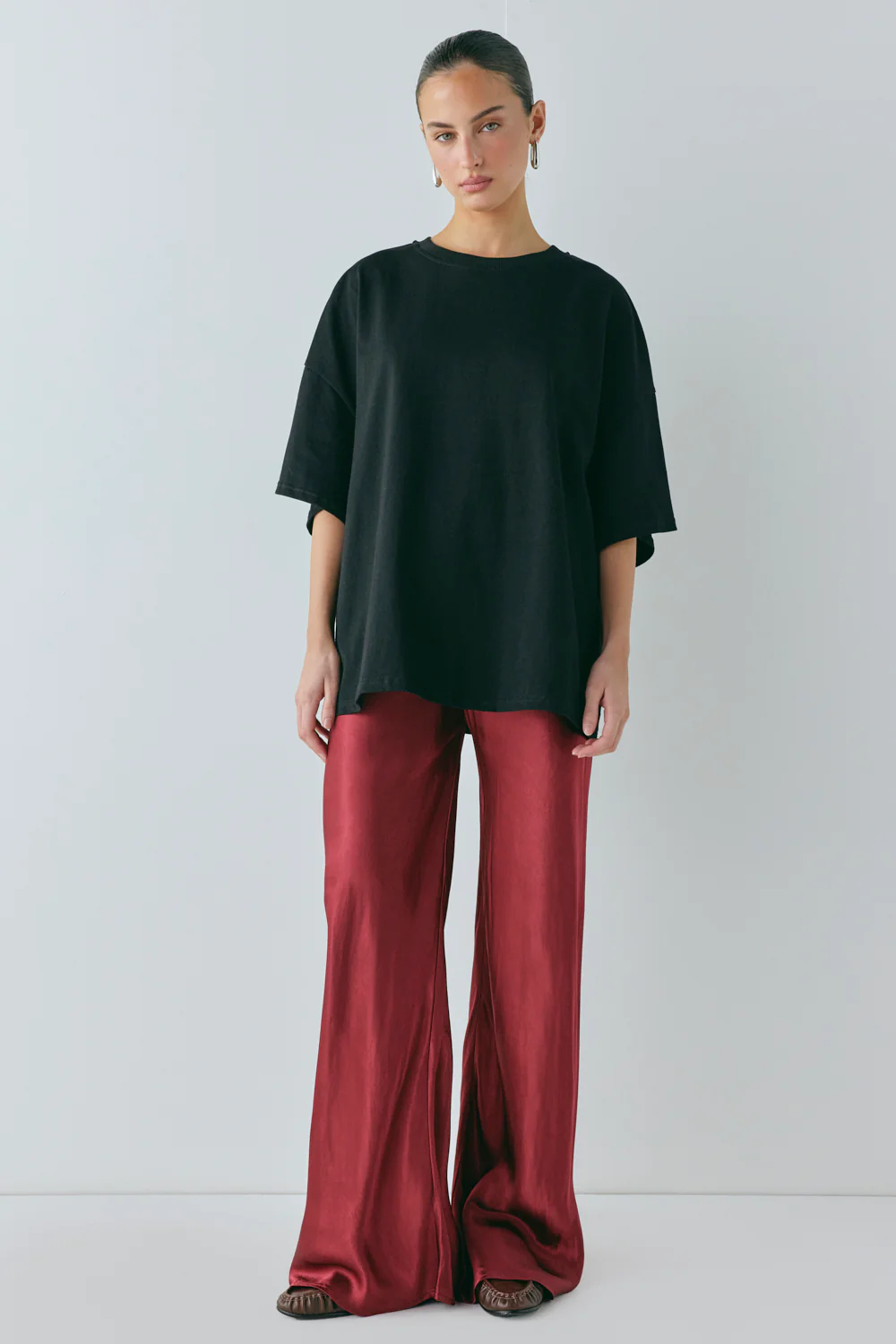 Rae Satin Pants Wine - Image 7