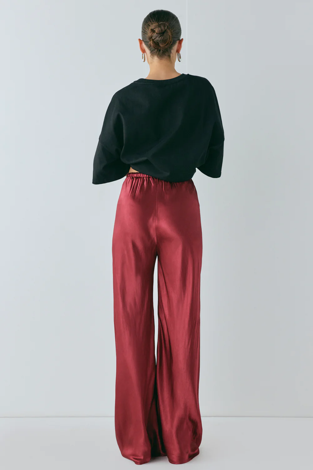 Rae Satin Pants Wine - Image 8