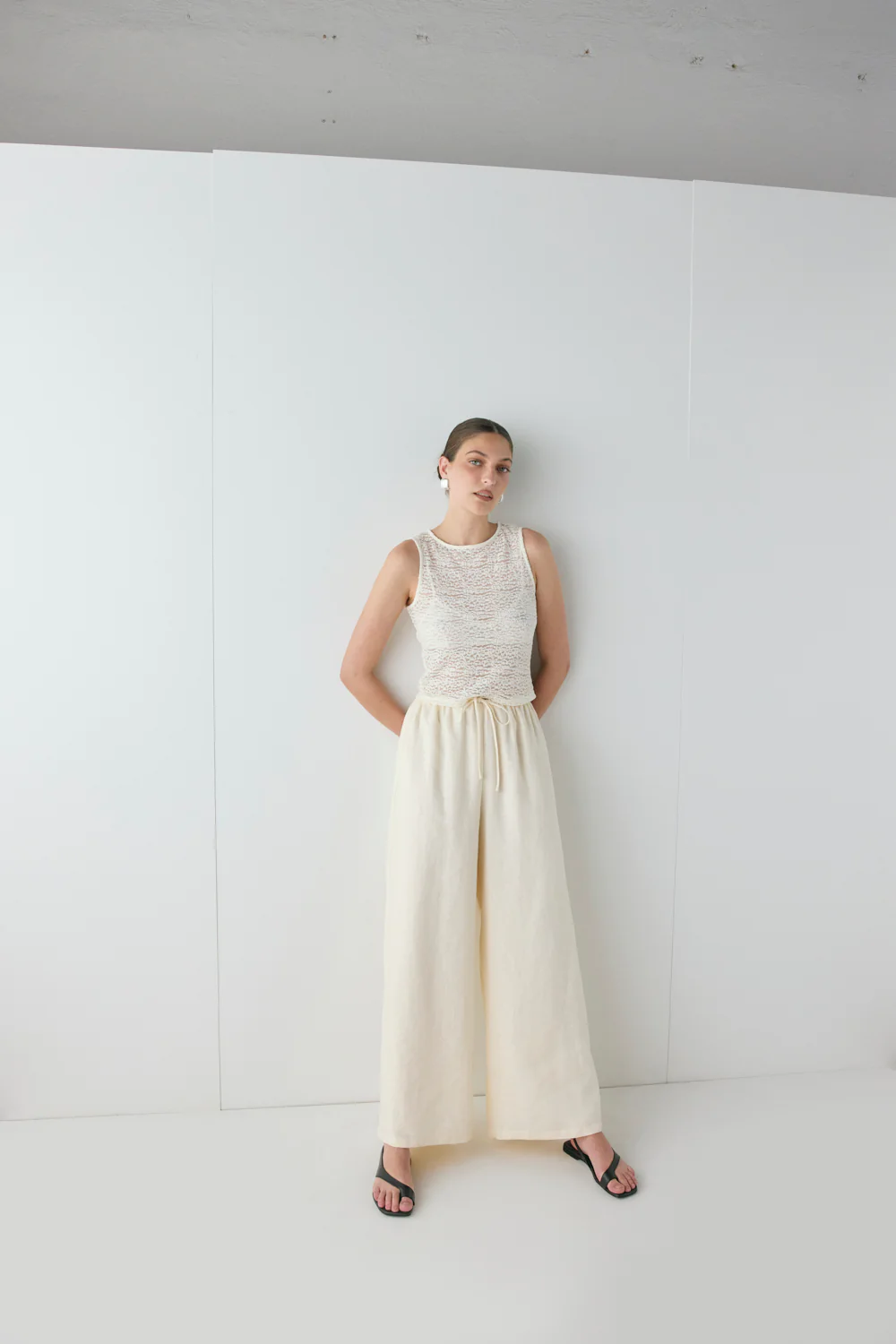 Raya Linen Pants Cream - Image 4