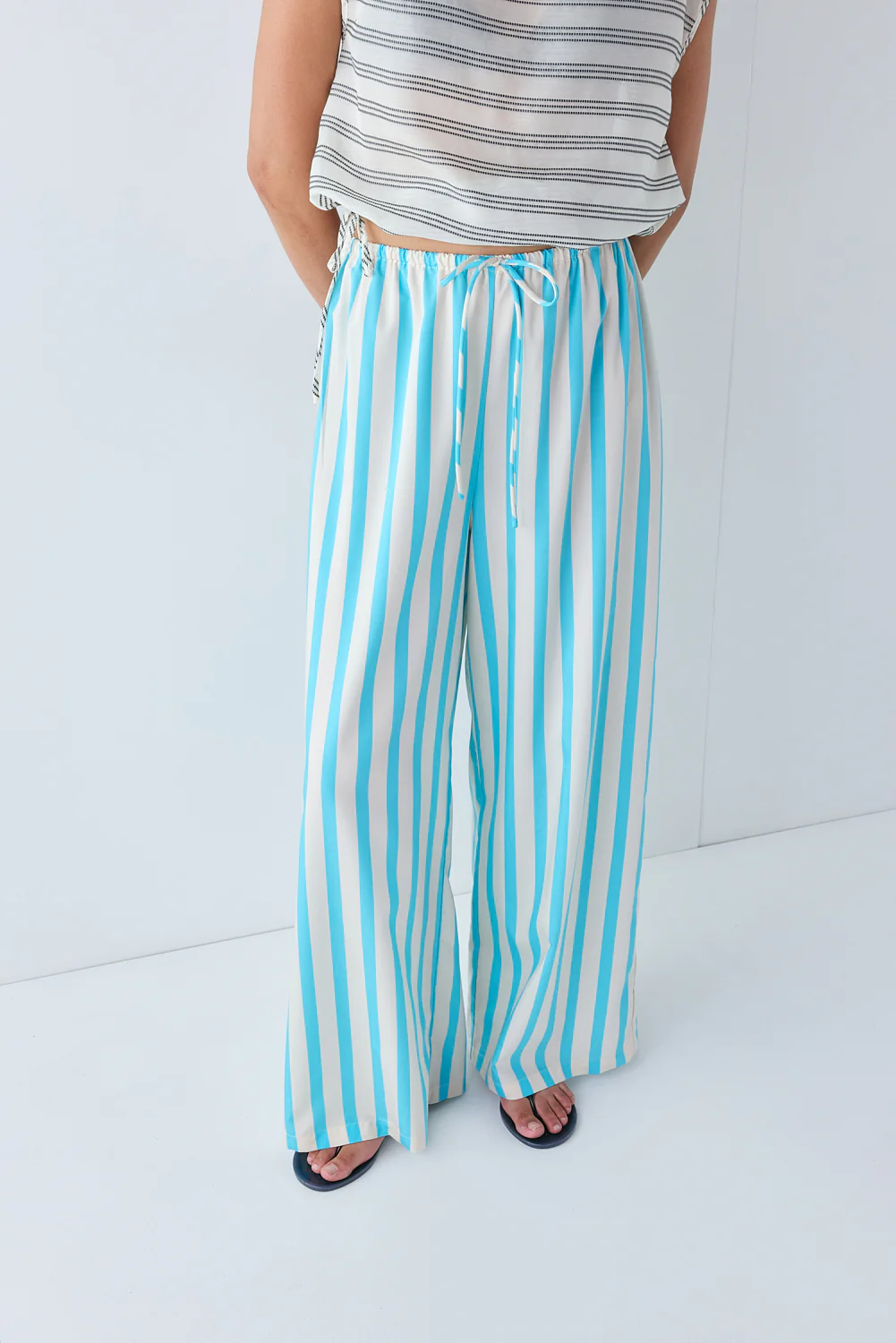 Raya Pants Aqua Stripe