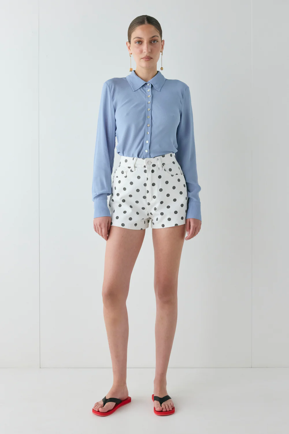 Rhea Denim Shorts Polka Dot