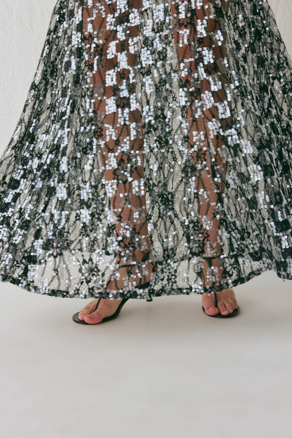 Robbie Sequin Maxi Dress Cream - Image 2
