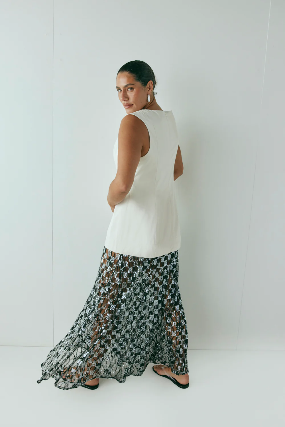Robbie Sequin Maxi Dress Cream - Image 4