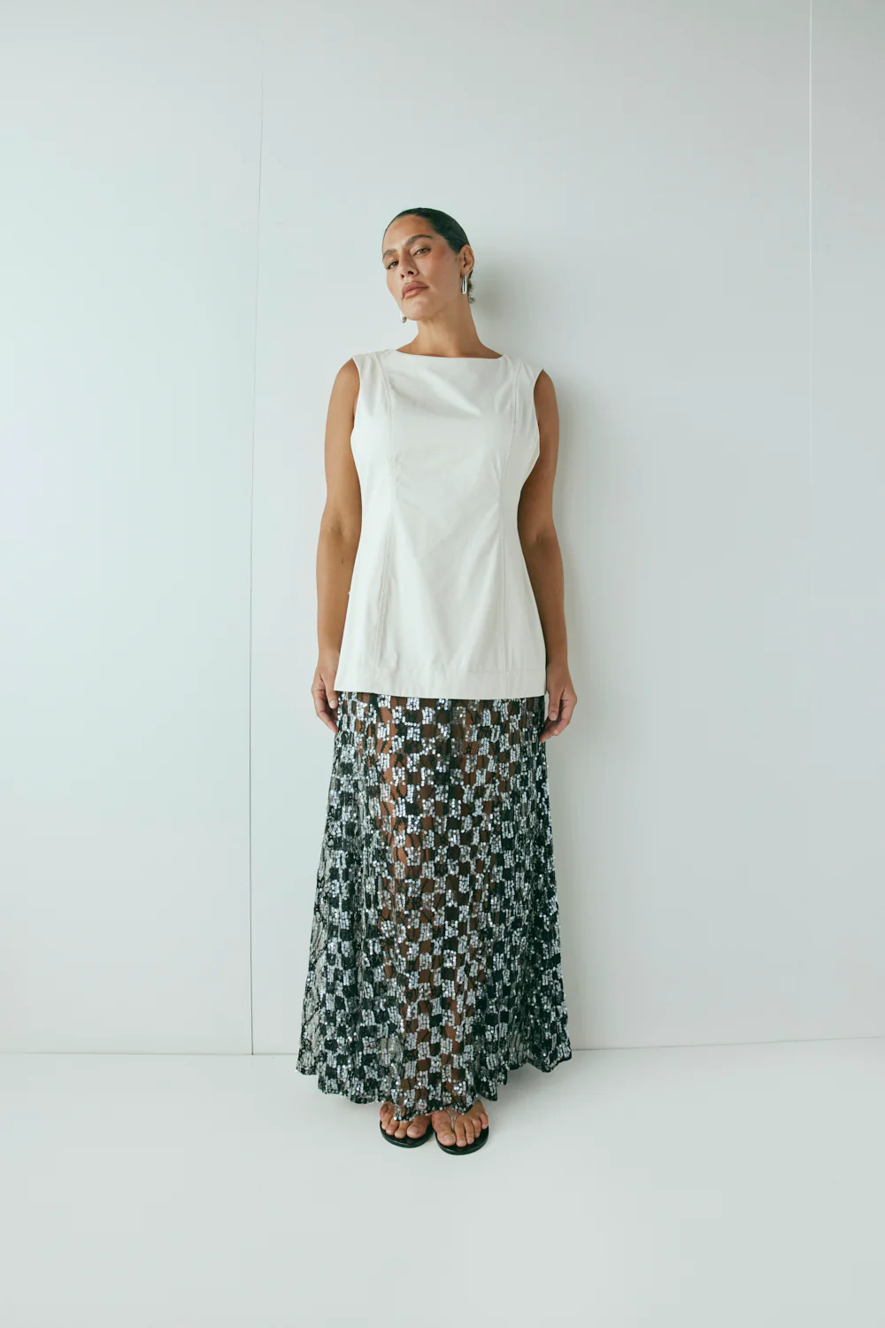 Robbie Sequin Maxi Dress Cream - Image 5