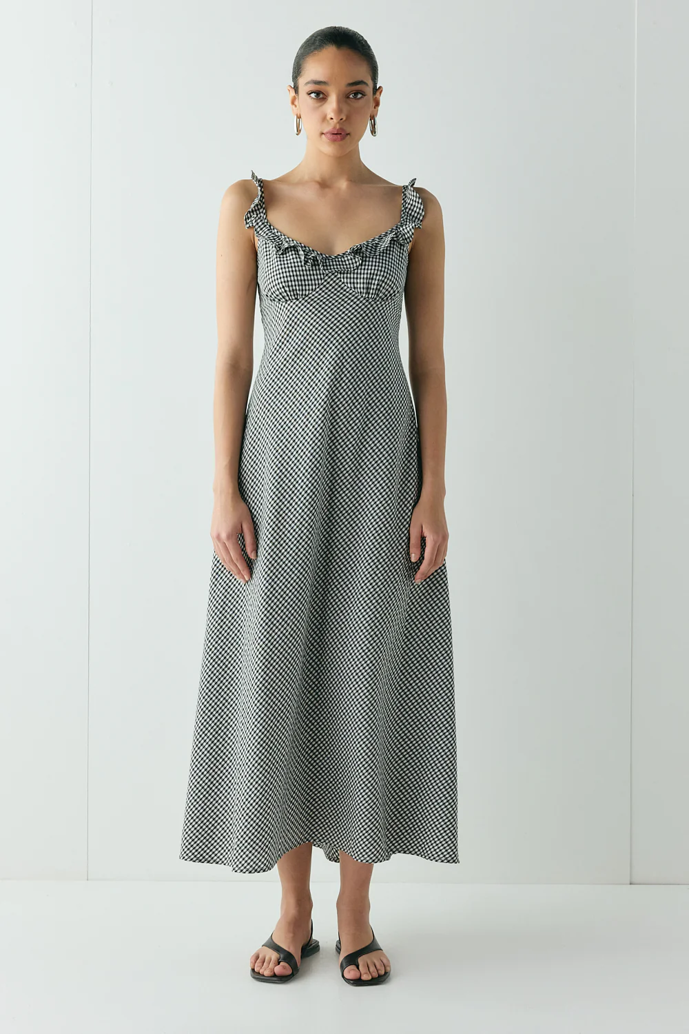 Rosalia Bias Cut Maxi Dress Black Check - Image 2