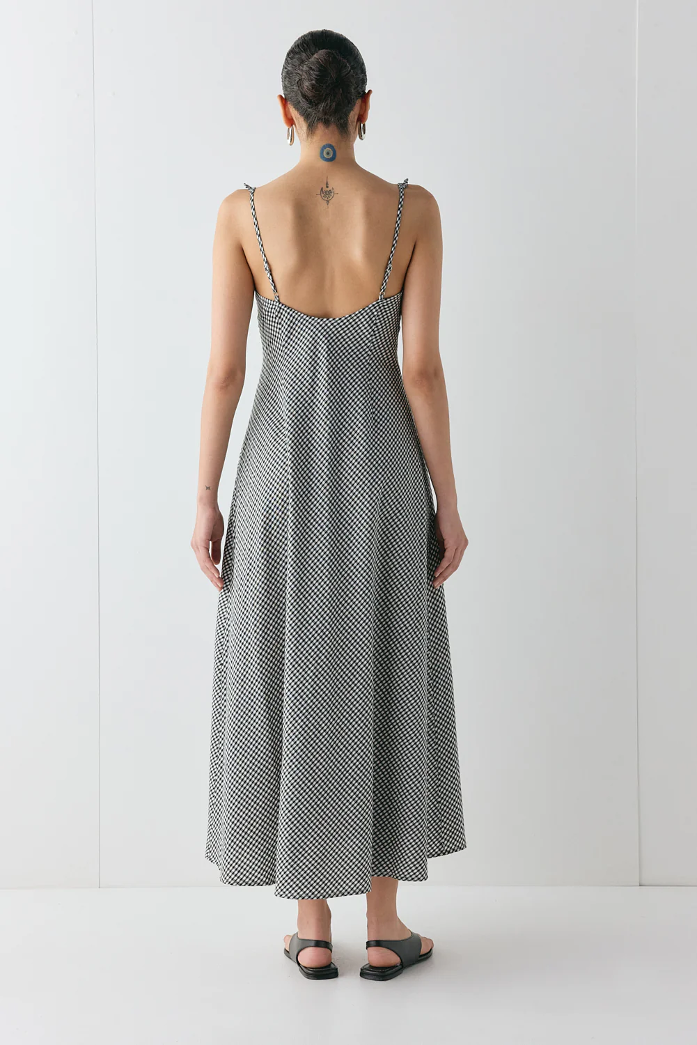 Rosalia Bias Cut Maxi Dress Black Check - Image 7