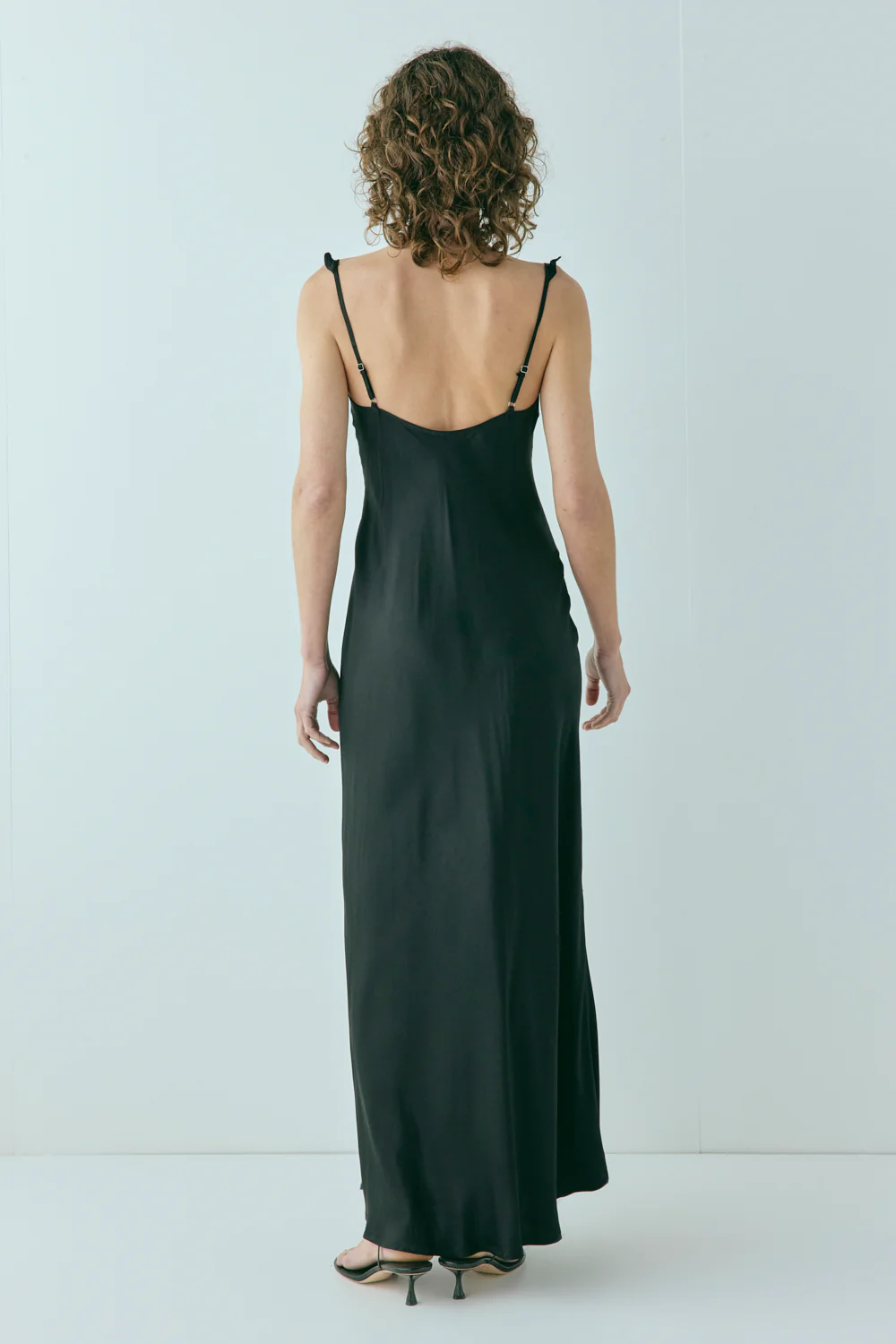Rosalia Satin Bias Cut Maxi Dress Black - Image 7