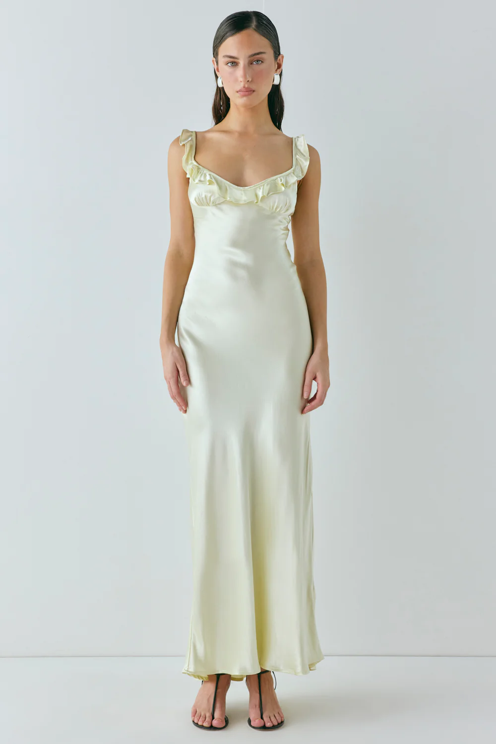 Rosalia Satin Bias Cut Maxi Dress Butter