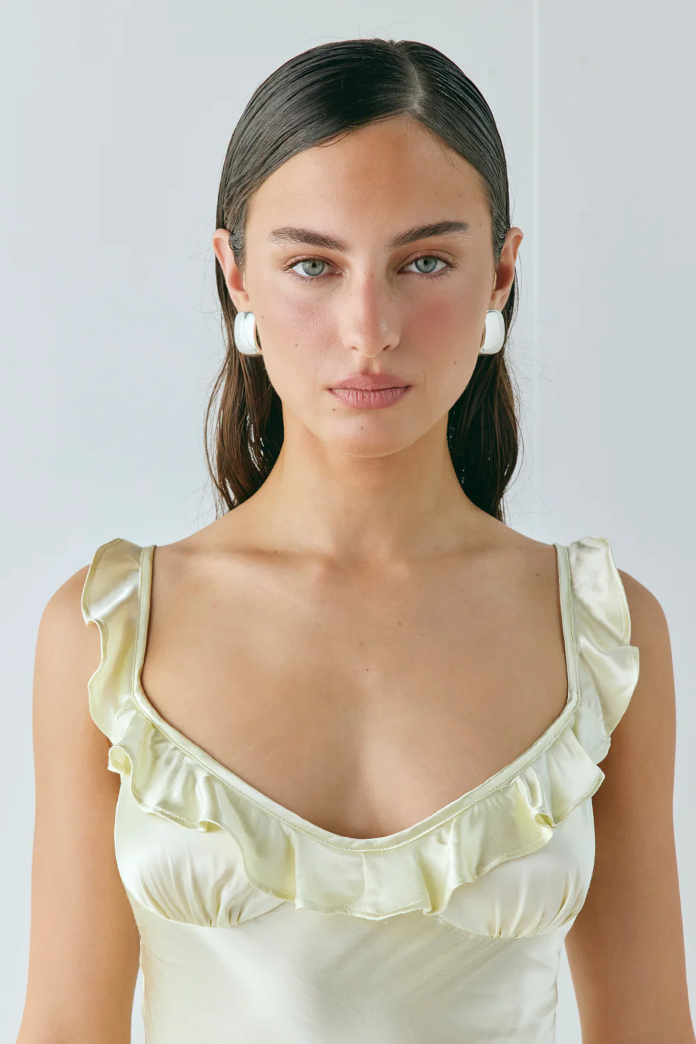 Rosalia Satin Bias Cut Maxi Dress Butter - Image 6
