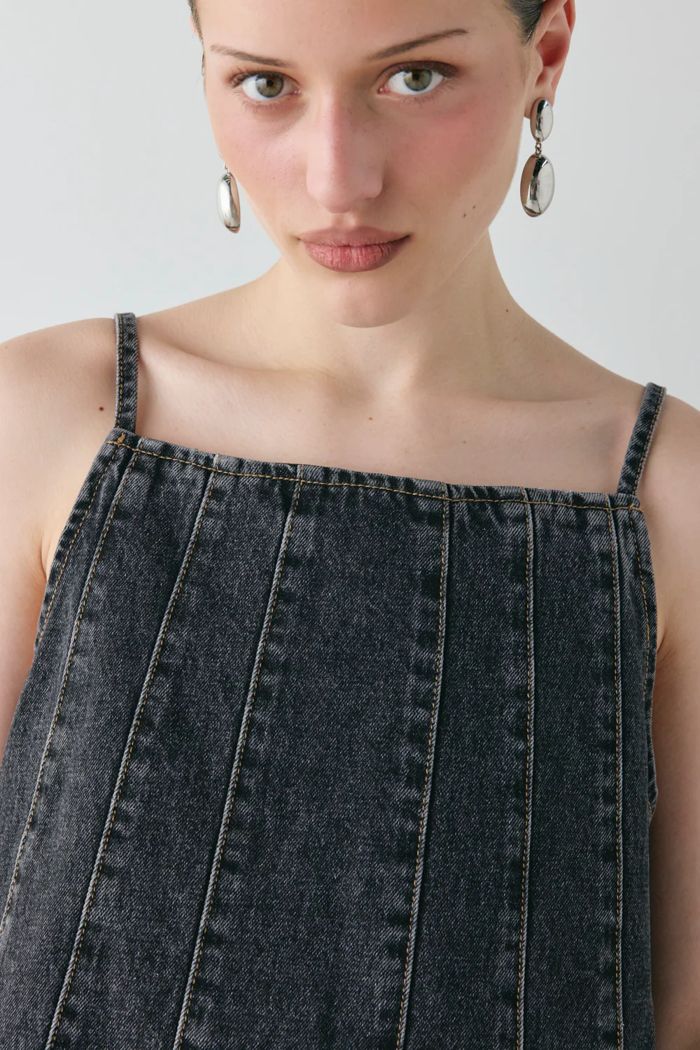 Sabina Denim Top Washed Black - Image 4