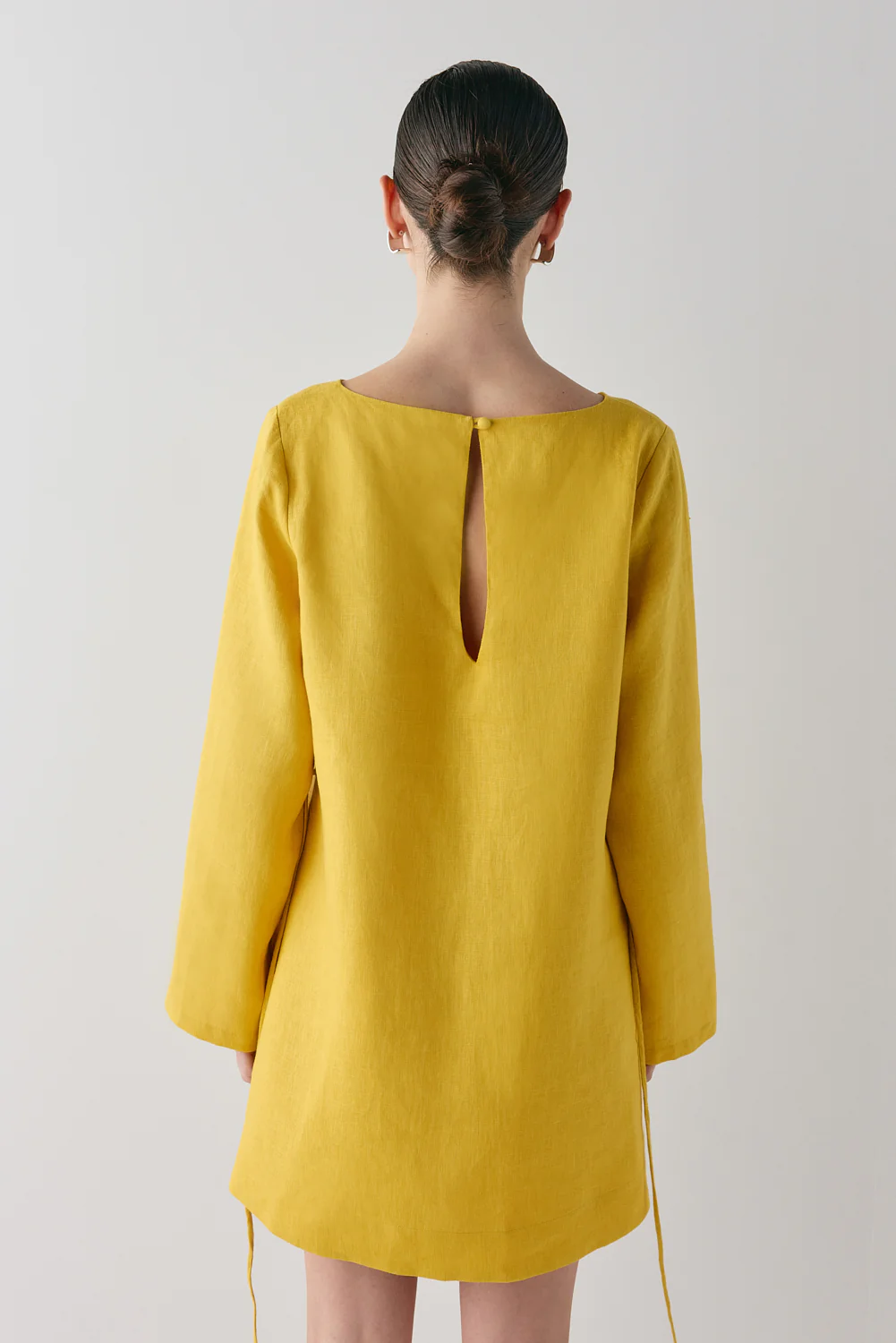 Sabine Linen Mini Dress Mustard - Image 8
