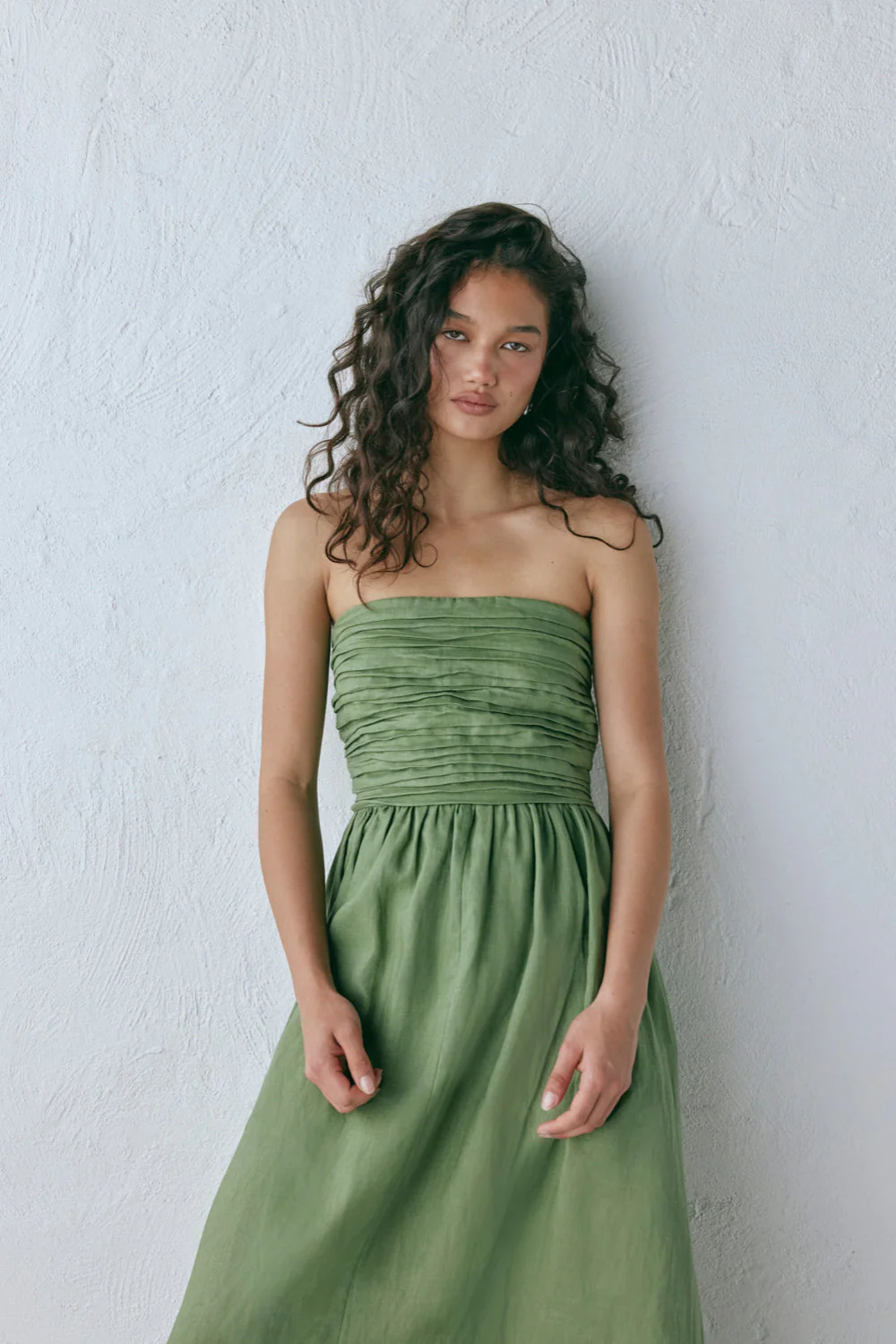Saint Malo Linen Maxi Dress Olive - Image 6