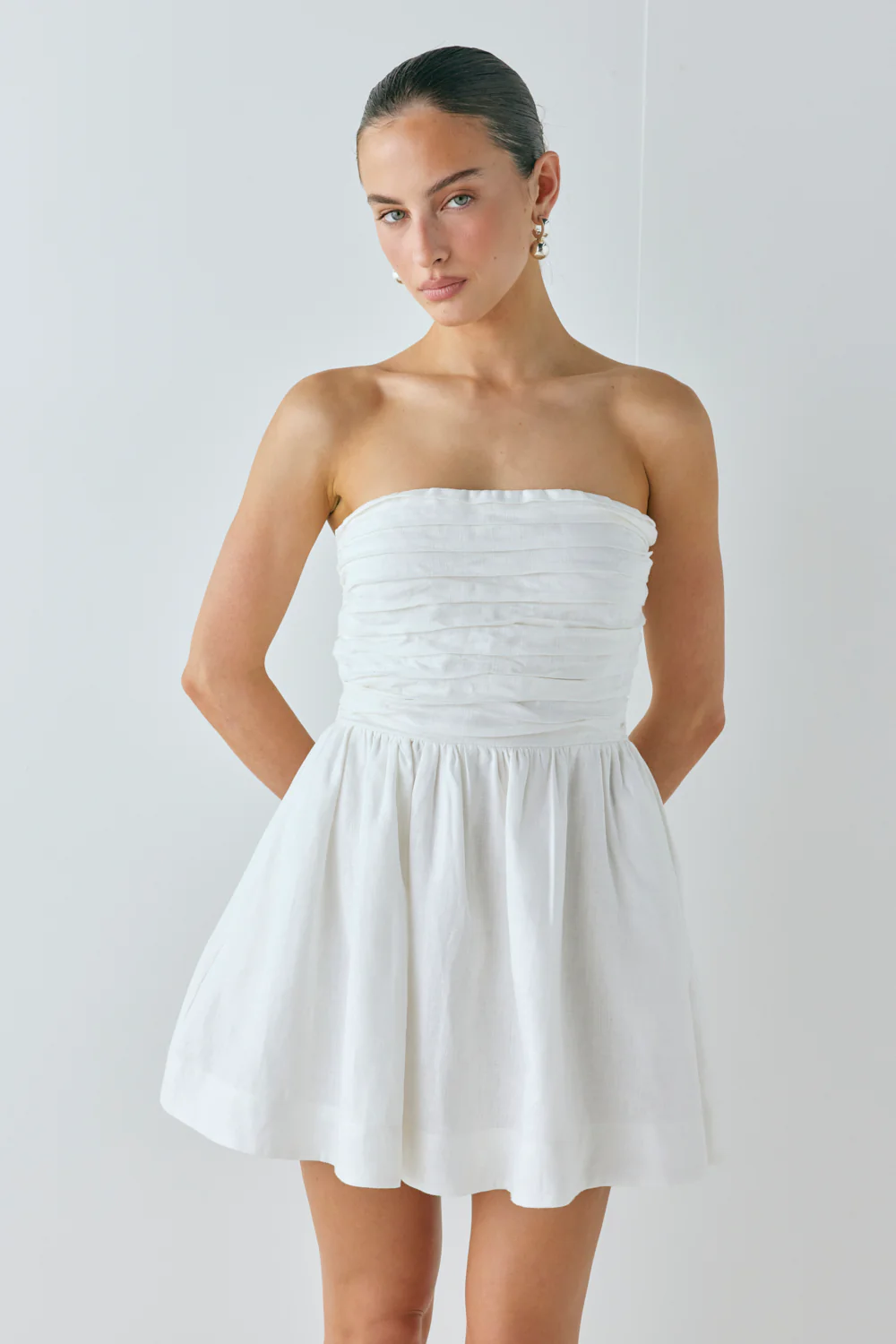Saint Malo Linen Mini Dress White