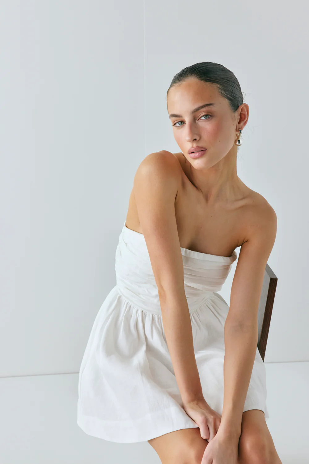 Saint Malo Linen Mini Dress White - Image 2