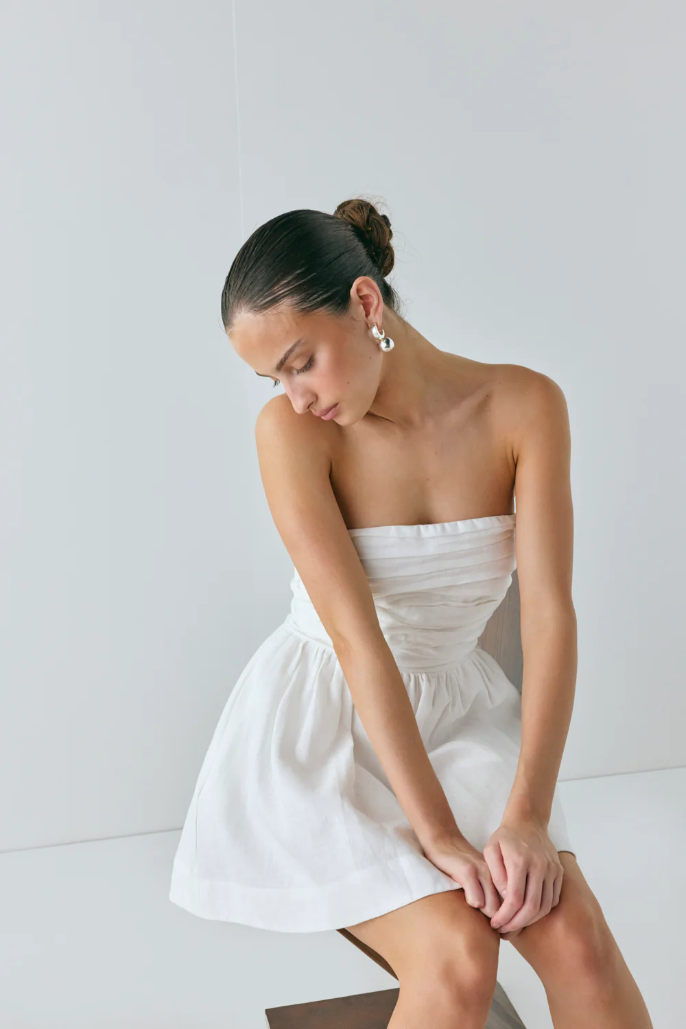 Saint Malo Linen Mini Dress White - Image 3