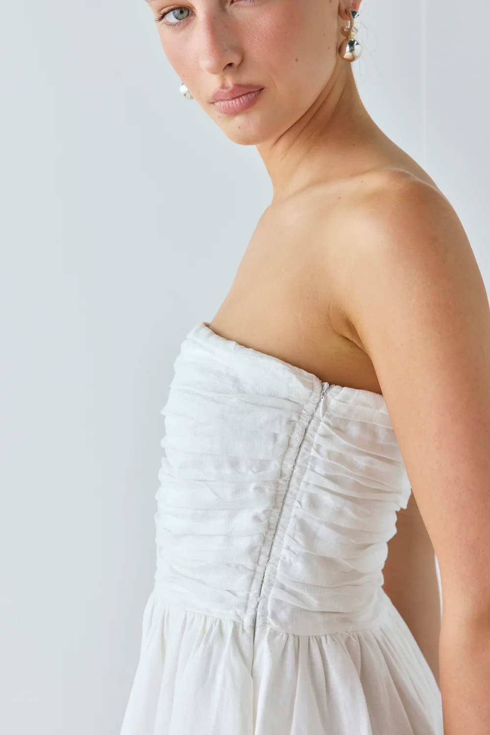 Saint Malo Linen Mini Dress White - Image 4