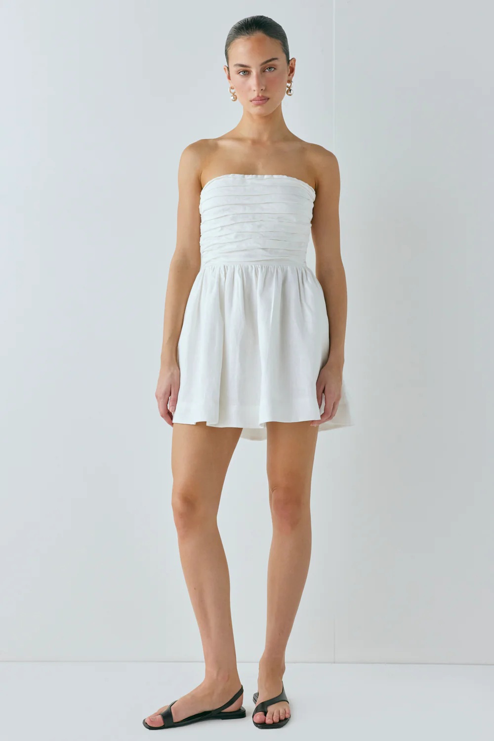 Saint Malo Linen Mini Dress White - Image 6