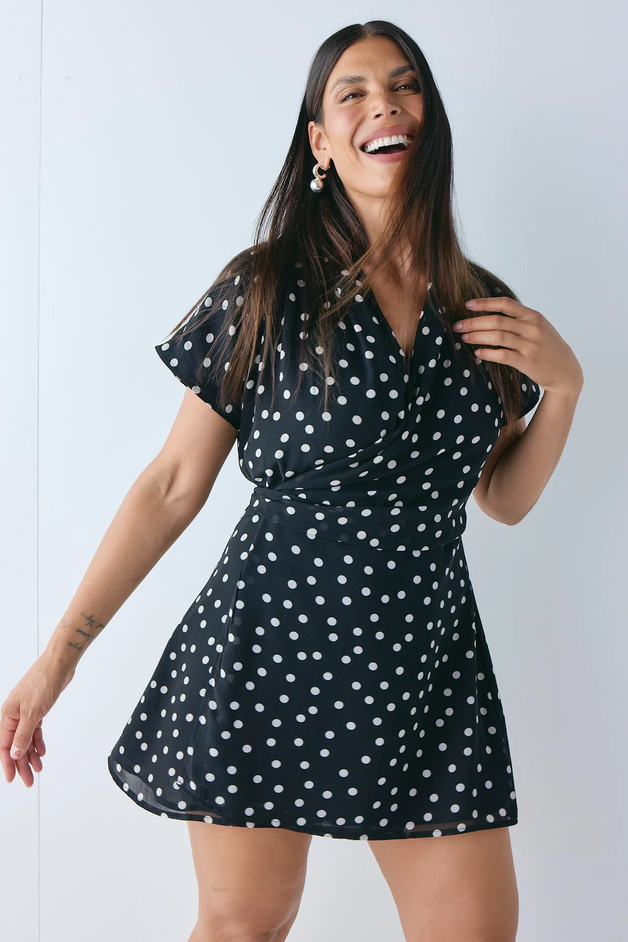 Salma Wrap Mini Dress Polka Dot - Image 2