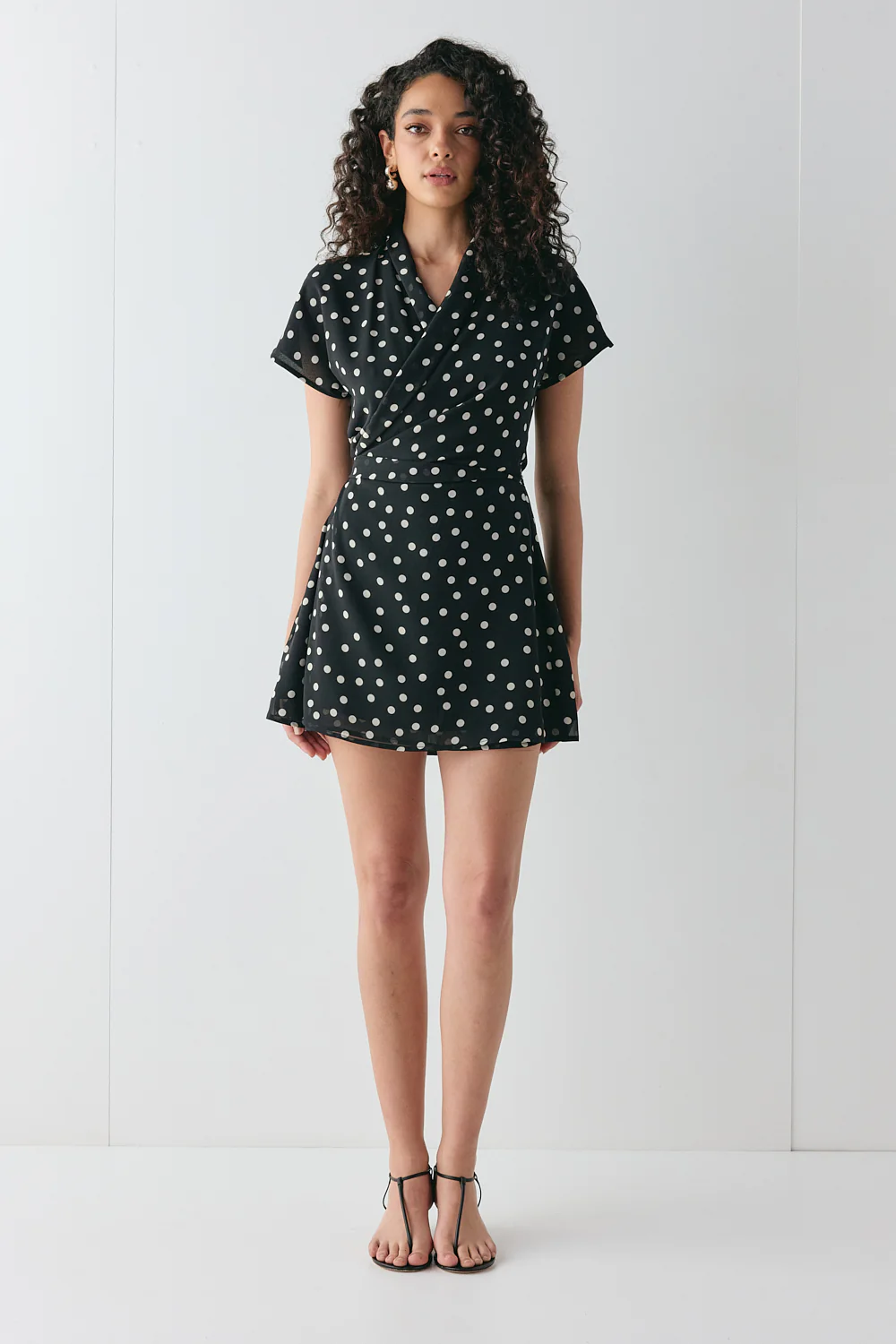 Salma Wrap Mini Dress Polka Dot - Image 3