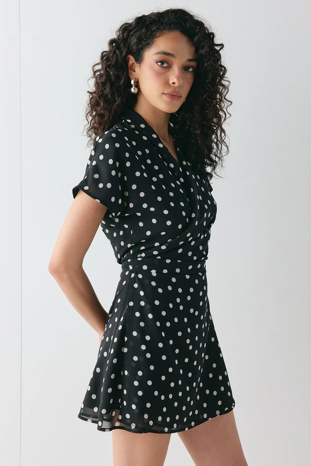 Salma Wrap Mini Dress Polka Dot - Image 4
