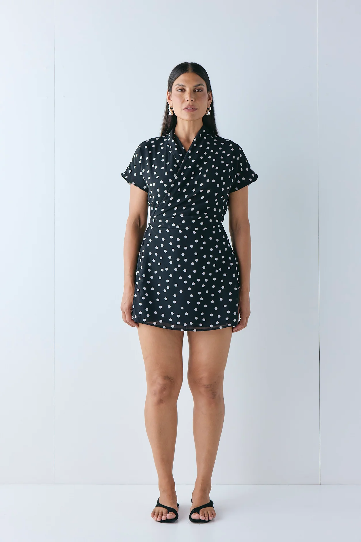 Salma Wrap Mini Dress Polka Dot - Image 6