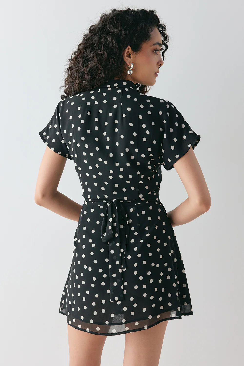 Salma Wrap Mini Dress Polka Dot - Image 7