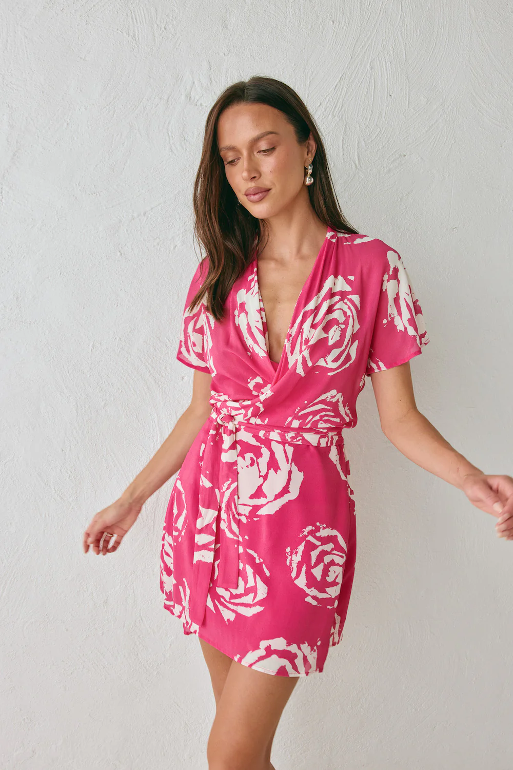 Salma Wrap Mini Dress Rosa - Image 3