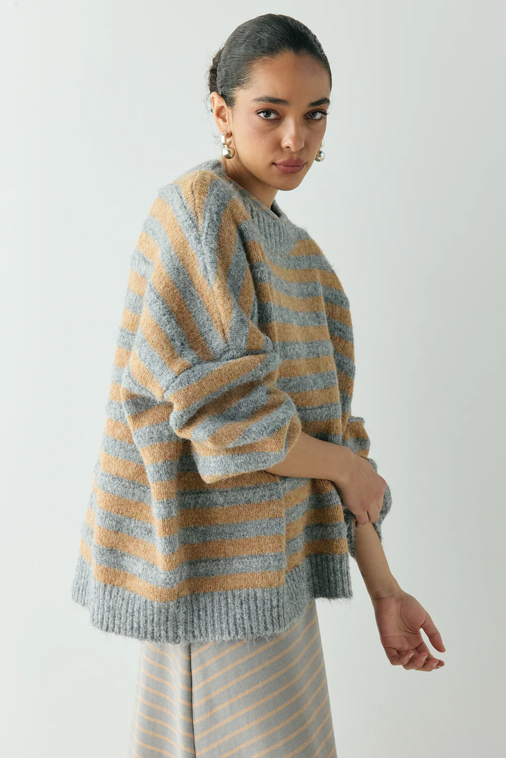 Sam Knit Jumper Apricot Stripe - Image 5