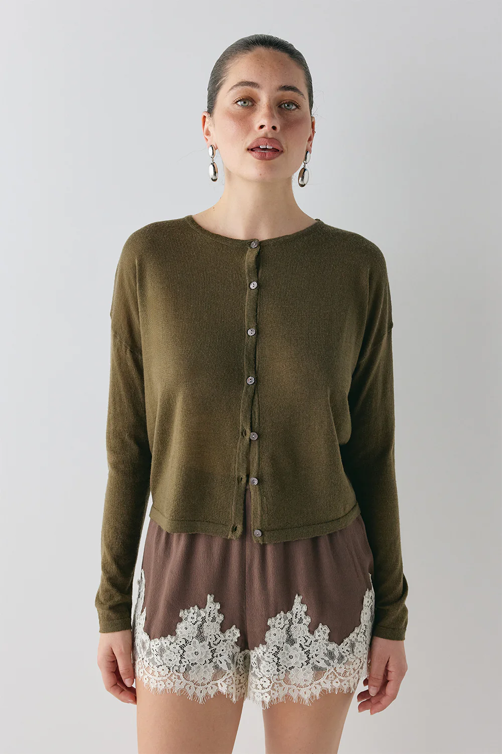 Sanne Knit Cardigan Khaki - Image 2
