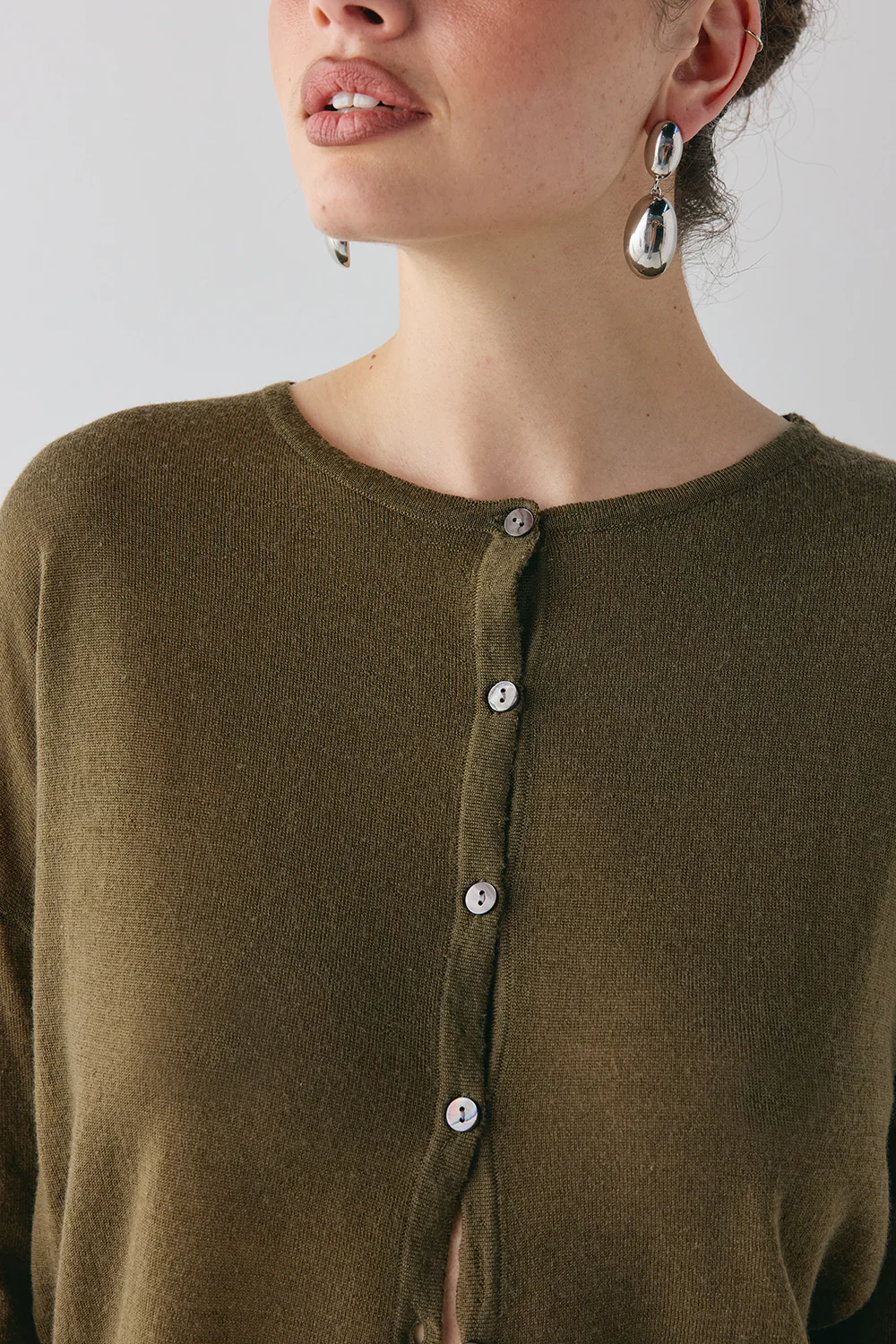 Sanne Knit Cardigan Khaki - Image 4