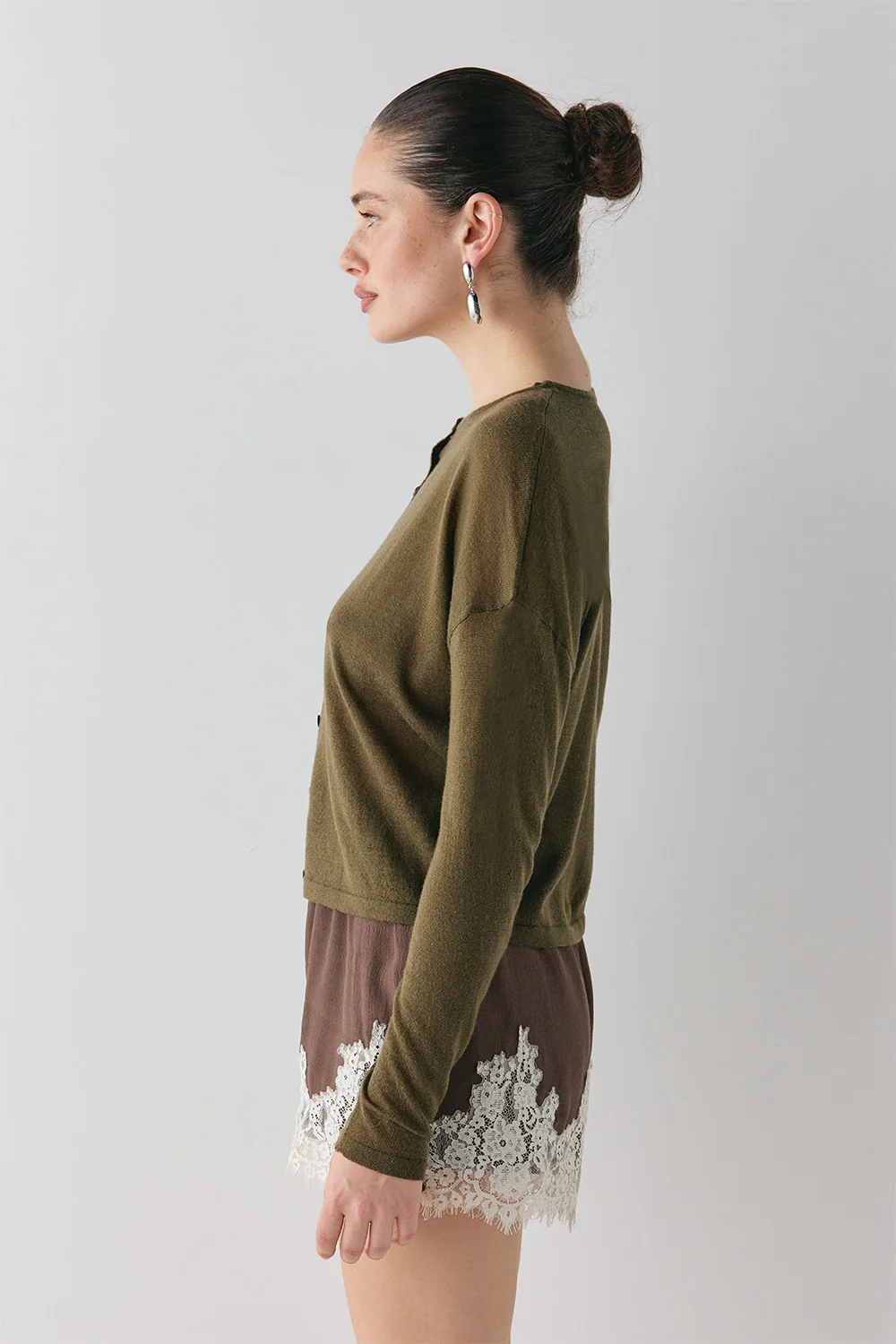 Sanne Knit Cardigan Khaki - Image 5