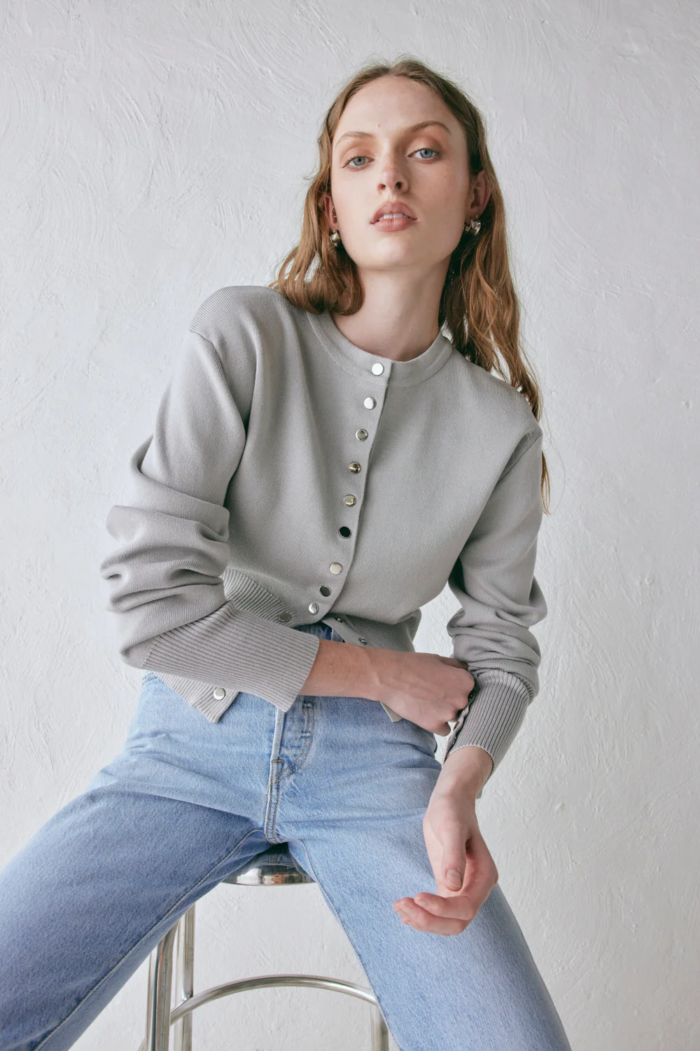 Sasha Knit Cardigan Grey - Image 5