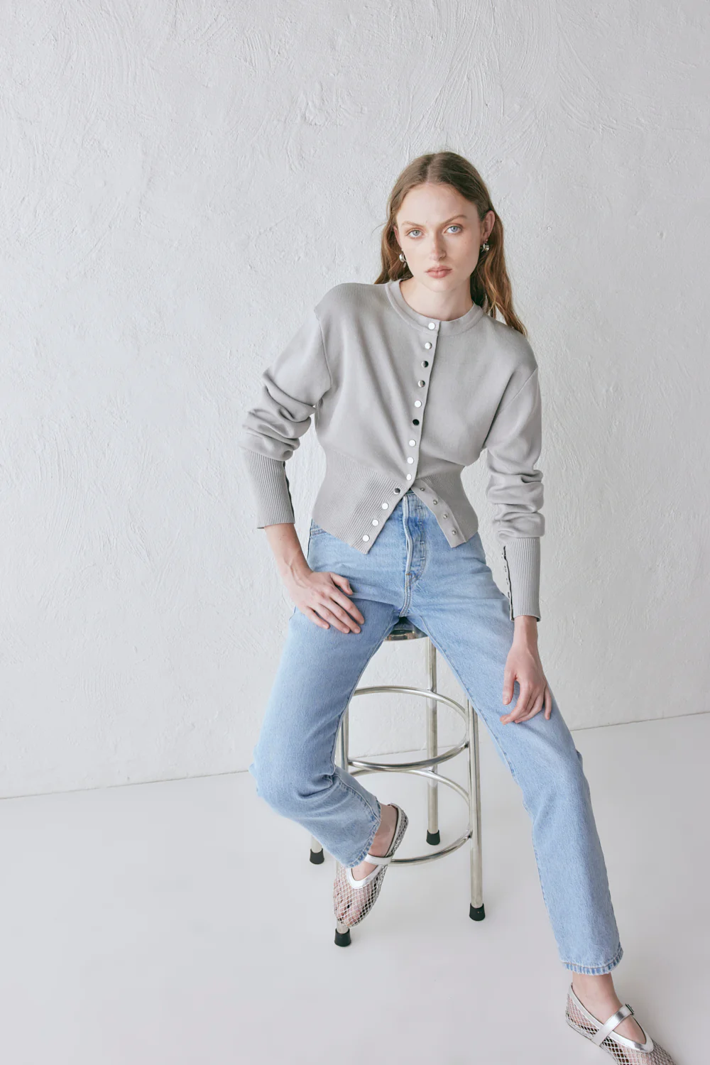 Sasha Knit Cardigan Grey - Image 8