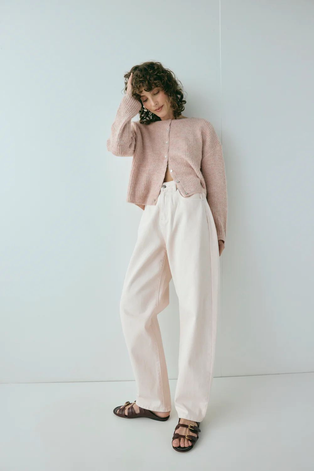 Sefa Knit Cardigan Baby Pink Marle - Image 3