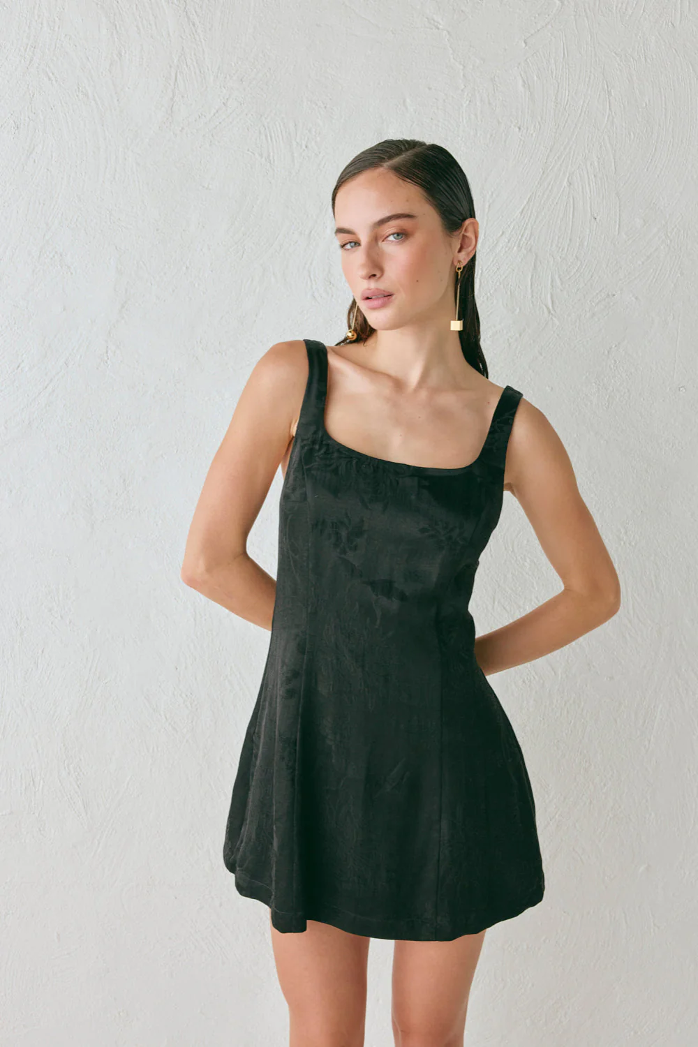 Shiloh Jacquard Mini Dress Black
