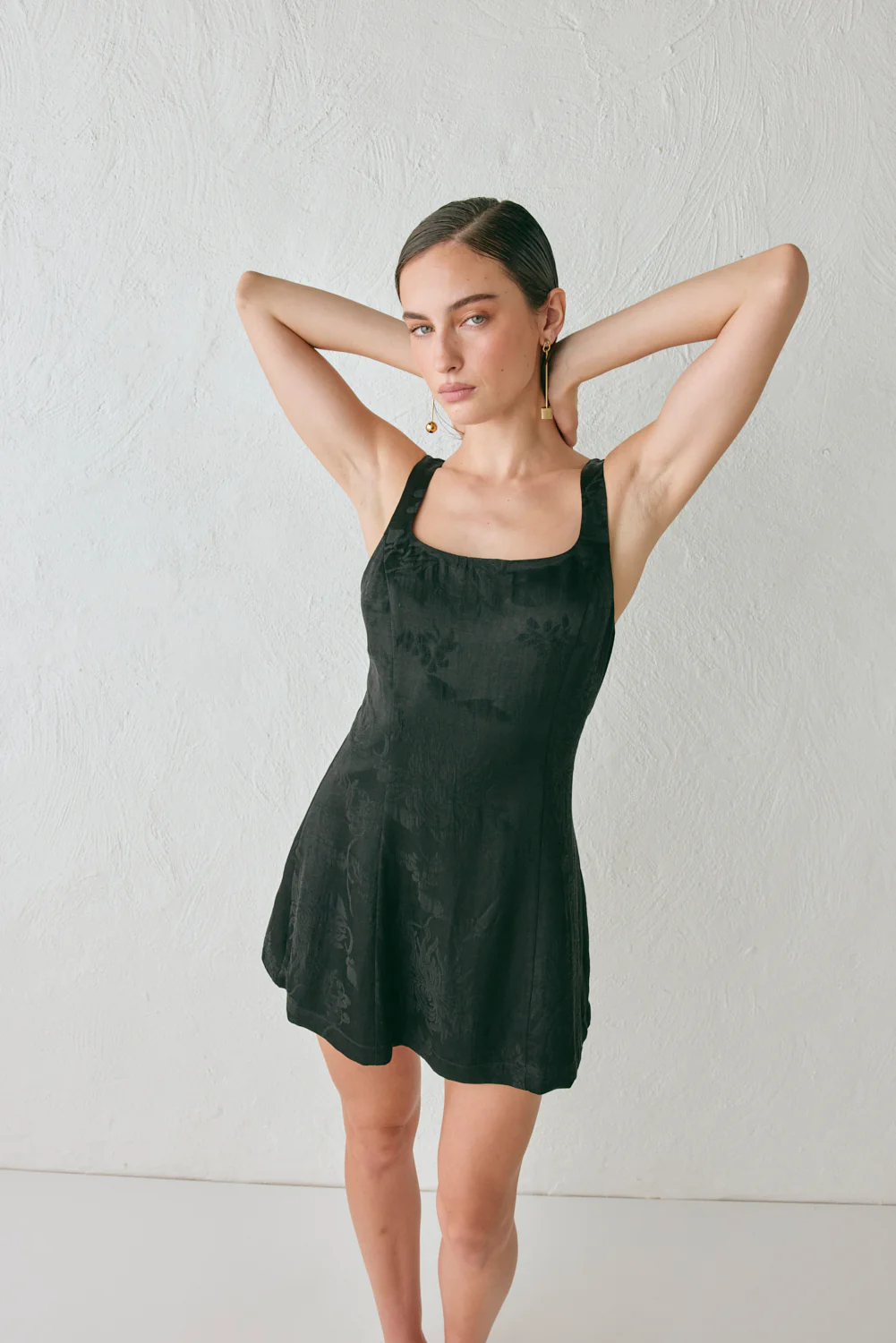 Shiloh Jacquard Mini Dress Black - Image 5