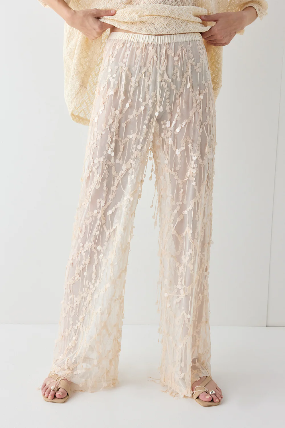 Sia Sequin Pants Cream - Image 2