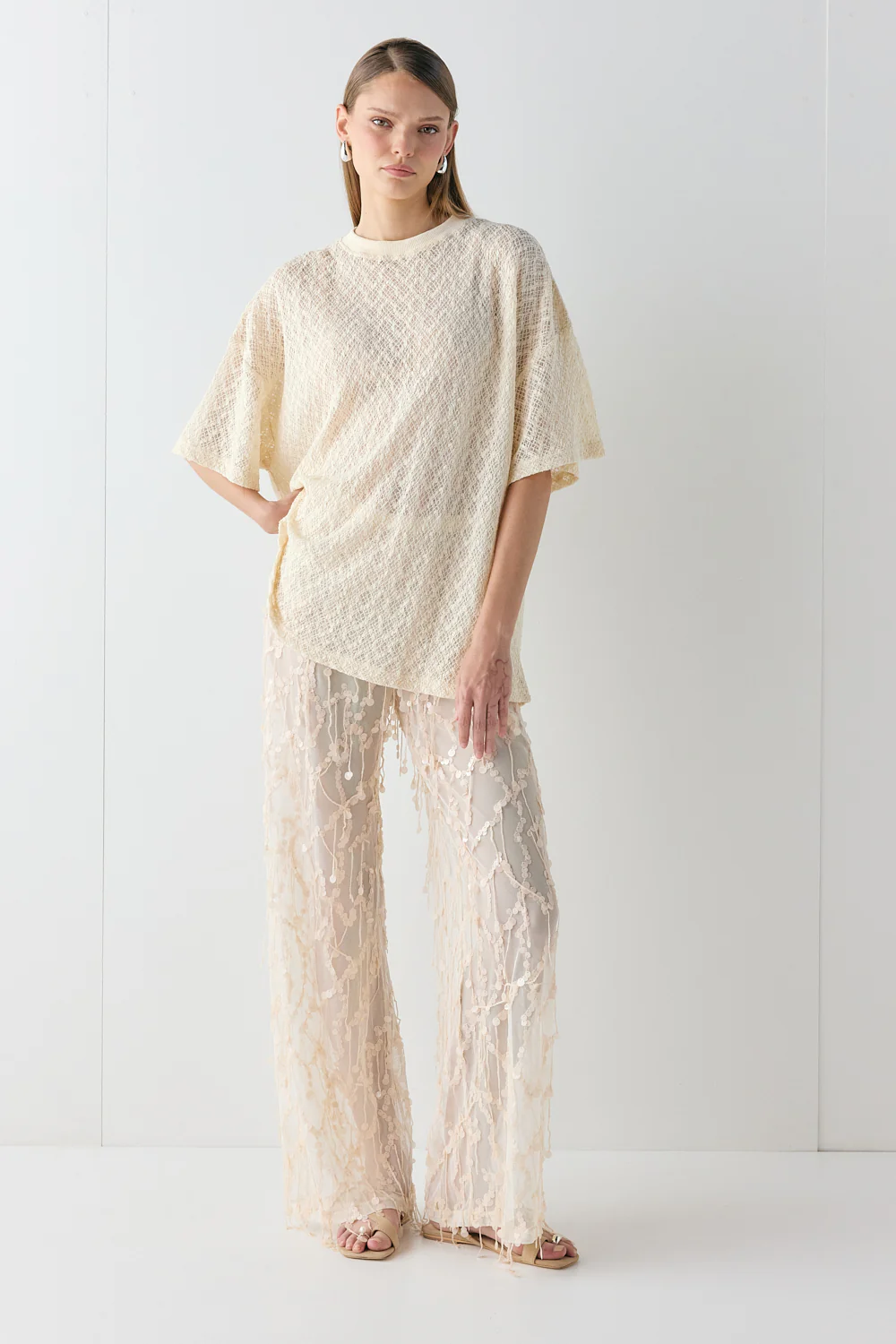 Sia Sequin Pants Cream - Image 4