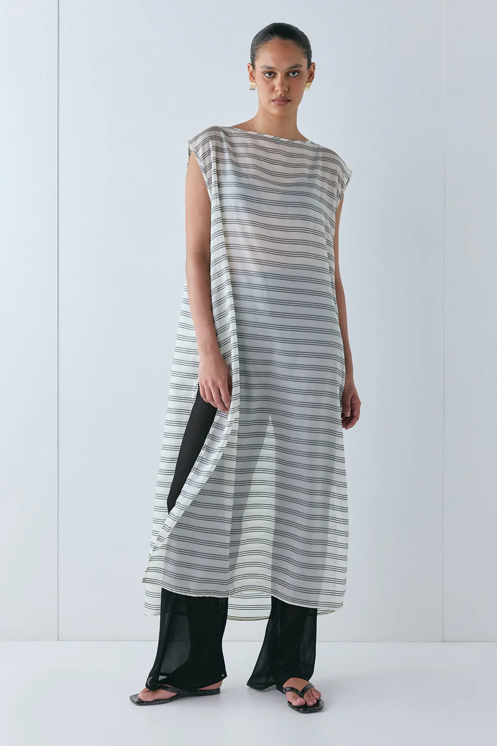 Solaire Sheer Maxi Dress Stripe