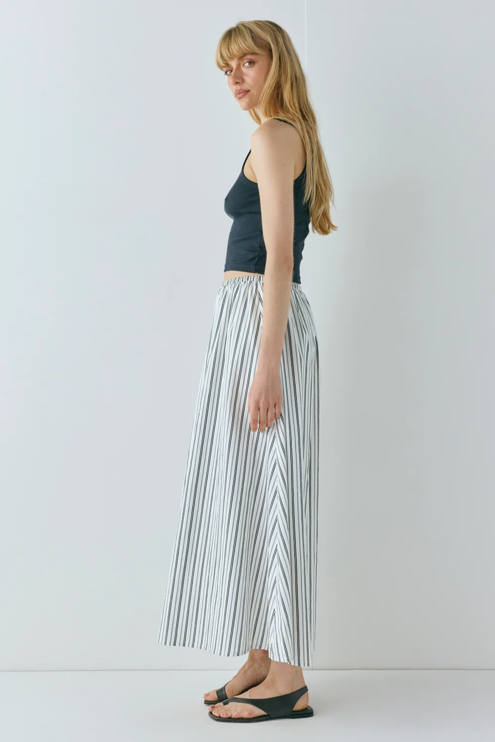 Solara Midi Skirt Black Stripe - Image 7