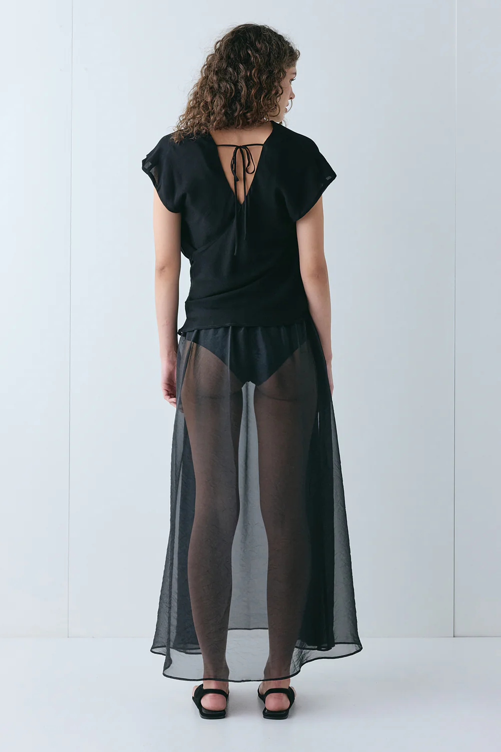Solara Sheer Midi Skirt Black - Image 2