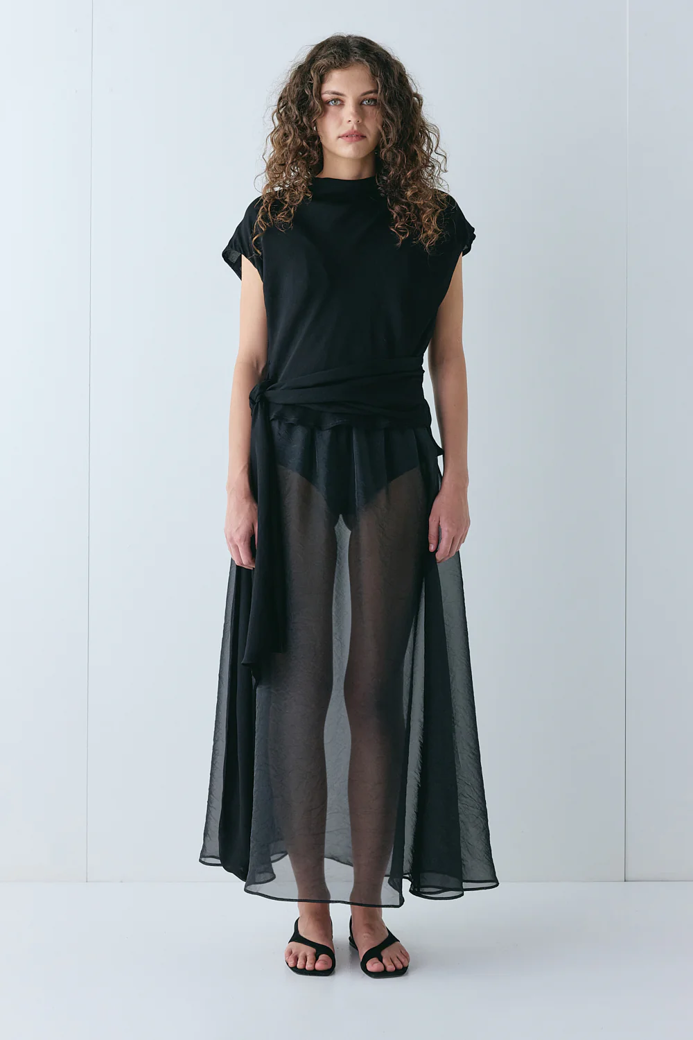 Solara Sheer Midi Skirt Black - Image 4