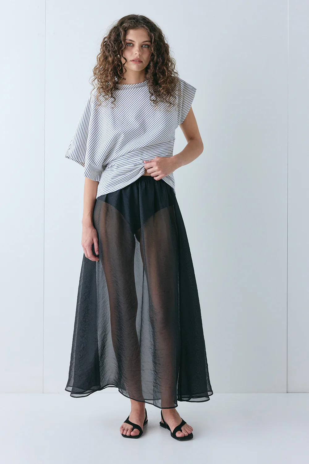 Solara Sheer Midi Skirt Black - Image 5