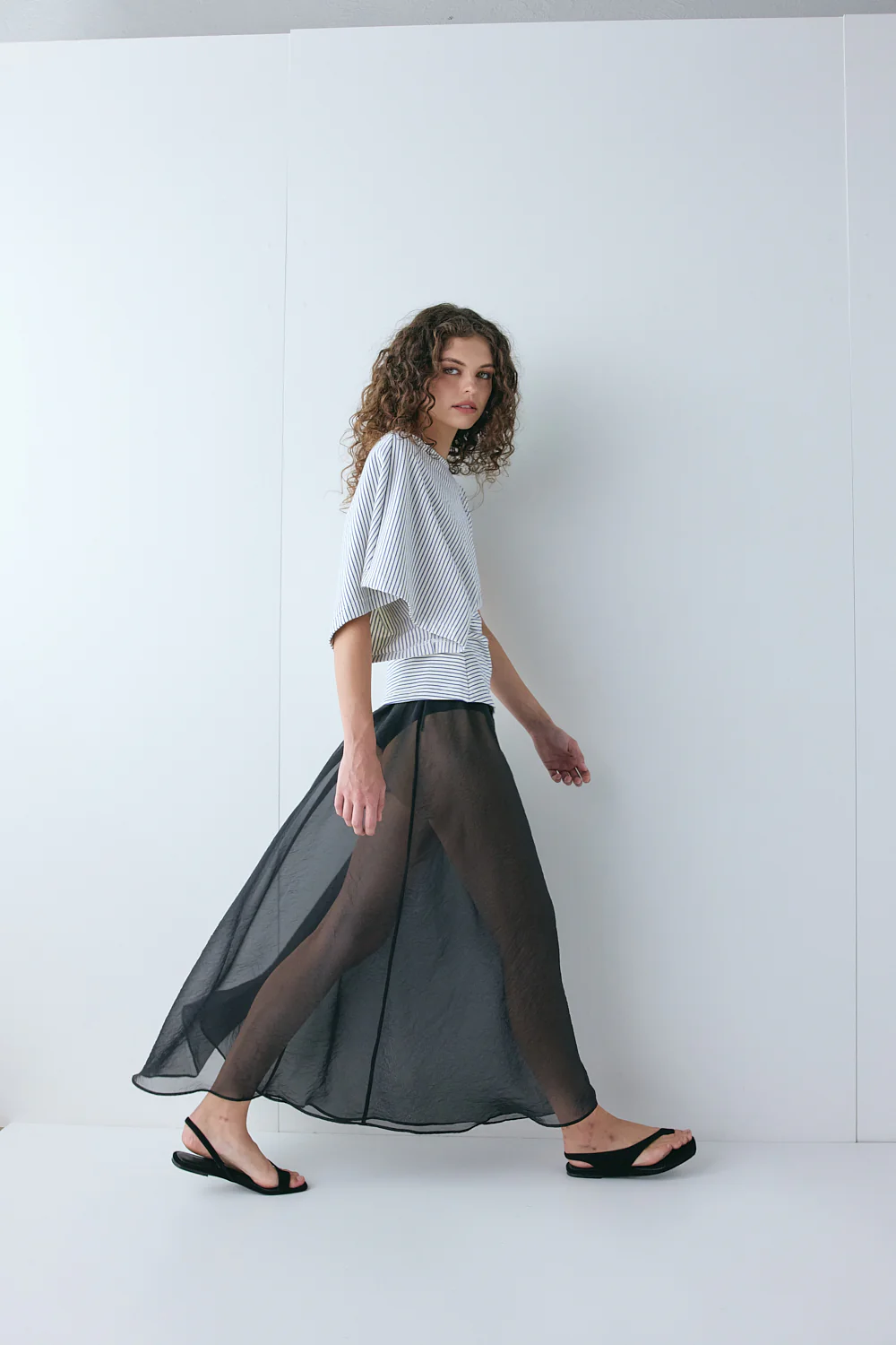 Solara Sheer Midi Skirt Black - Image 6